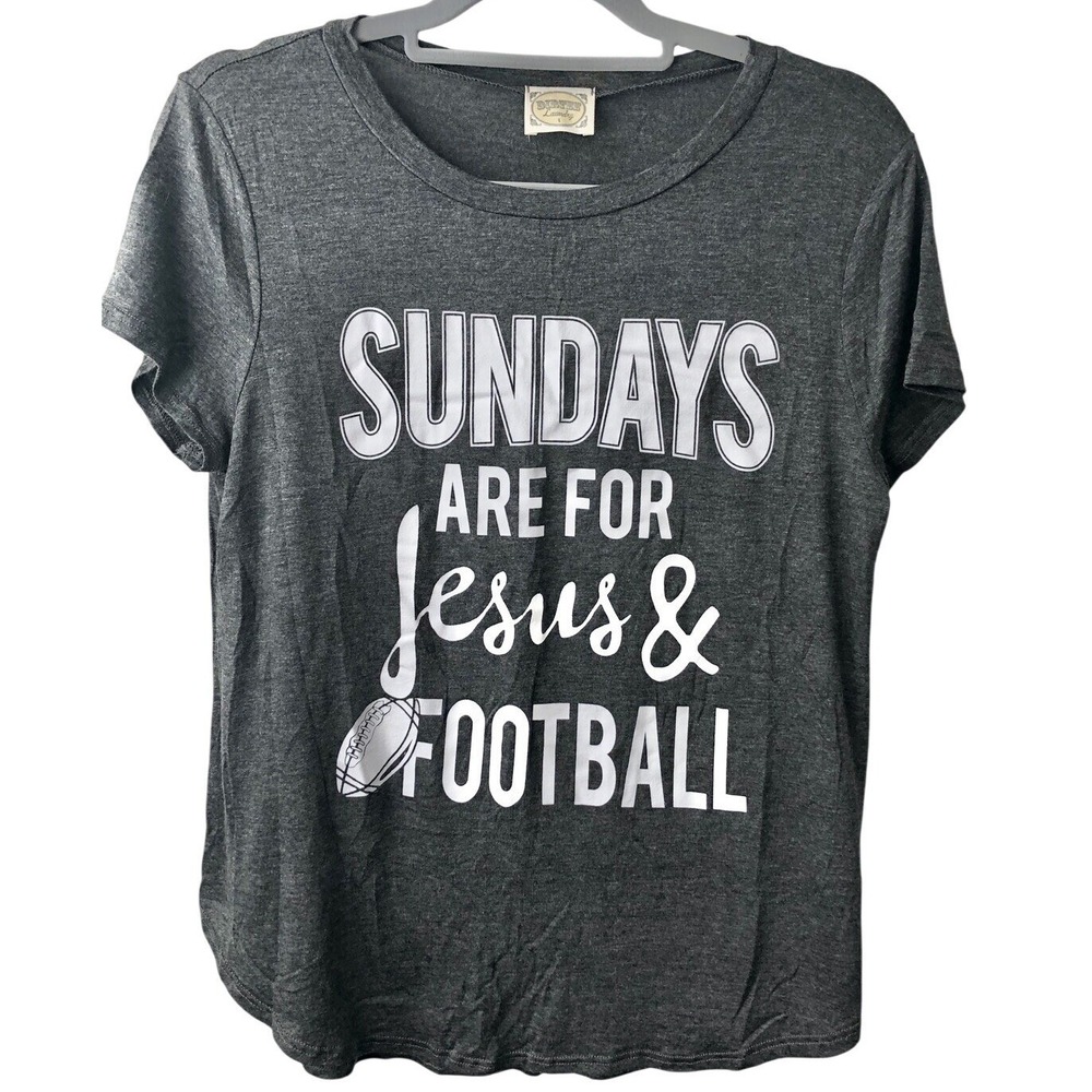Dirtee Laundry Sundays Are For Jesus & Football Tee Stretch Soft Women's Large